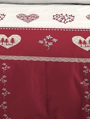 Housse de couette 260x240 MODANE ROUGE + 2 taies coton 57 fils