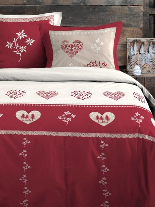 Housse de couette 260x240 MODANE ROUGE + 2 taies coton 57 fils - Kiabi