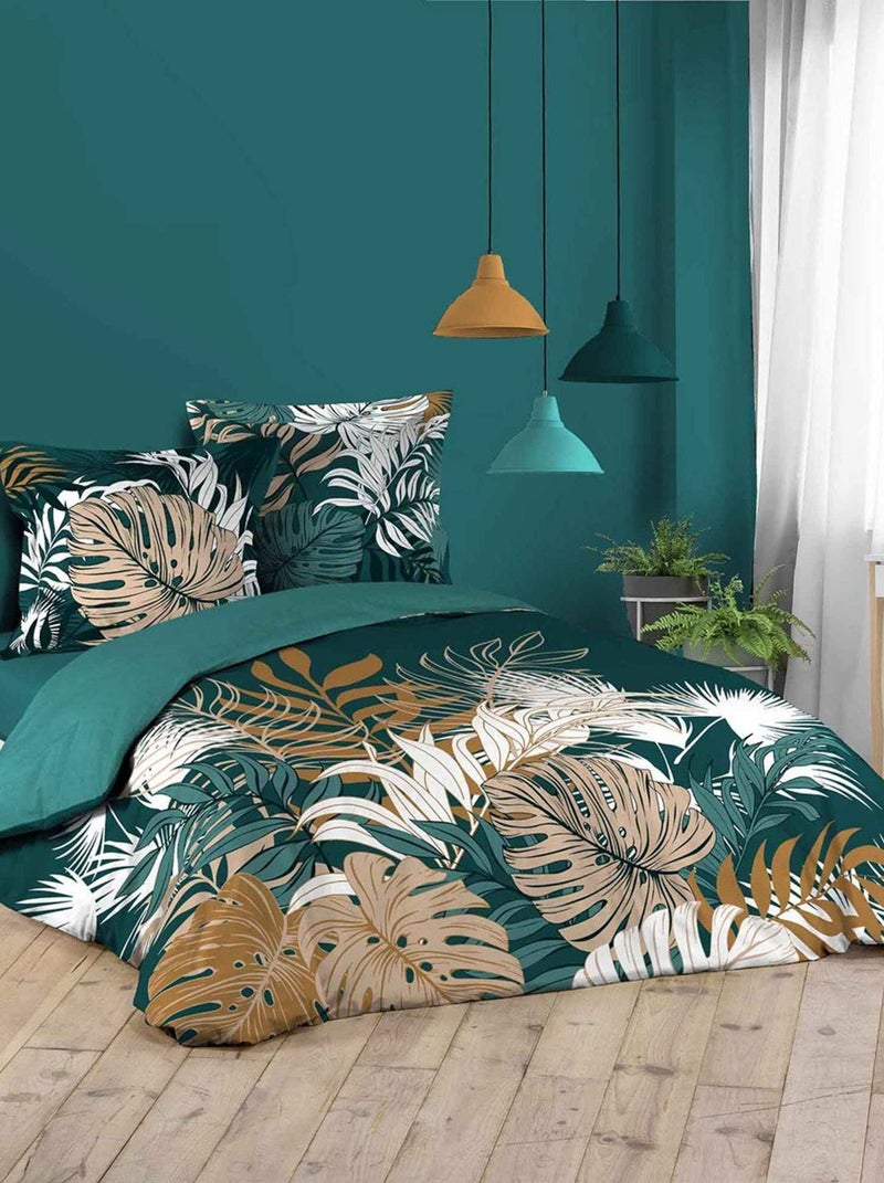 Housse de couette 260x240 Mogador vert + 2 taies coton 42 fils Vert - Kiabi