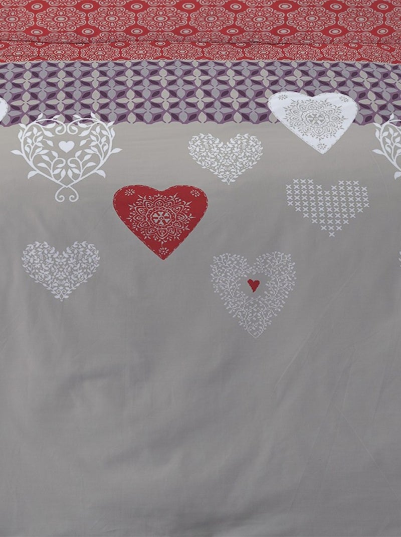Housse de couette 260x240 Naty + 2 taies coton flanelle Rouge - Kiabi
