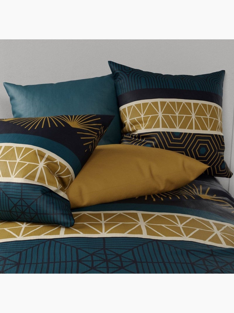 Housse de couette 260x240 Qobe + 2 taies coton 57 fils Bleu - Kiabi