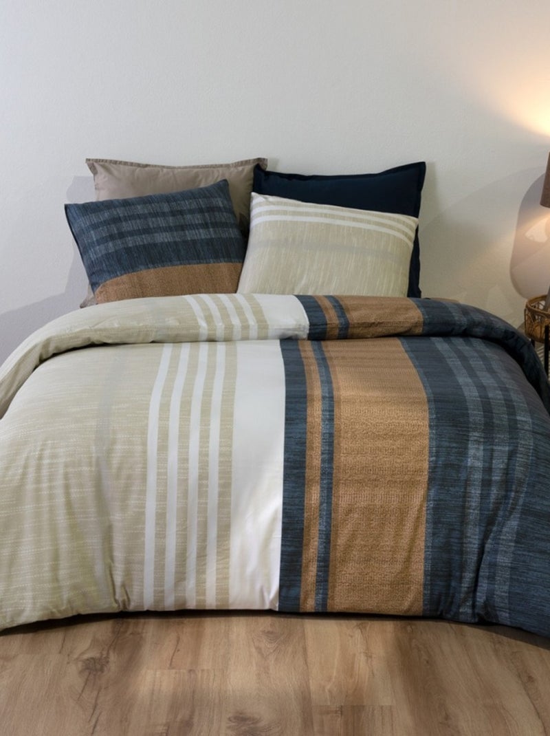 Housse de couette 260x240 ROMANE + 2 taies coton 57 fils Beige - Kiabi