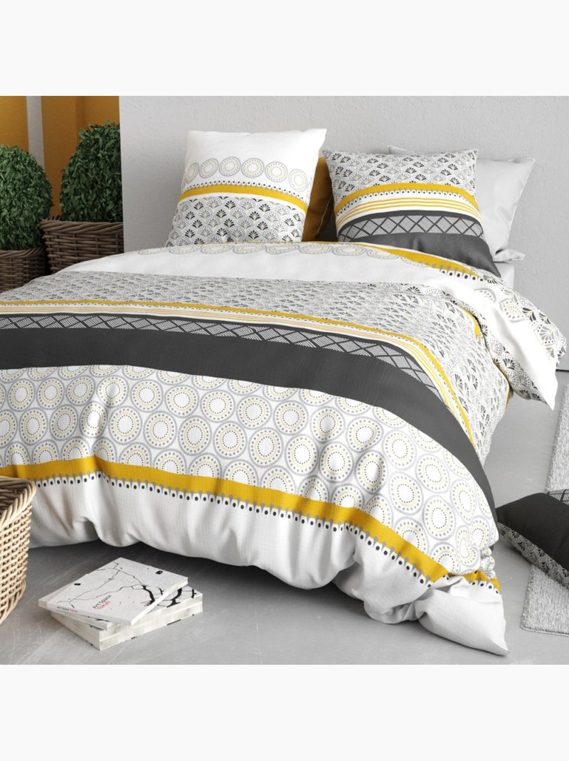 Housse de couette 260x240 SPIRA + 2 taies coton 57 fils Blanc - Kiabi