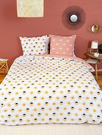 Housse de couette 260x240 TERRAMEA + 2 taies 100% coton adouci 57 fils/cm2