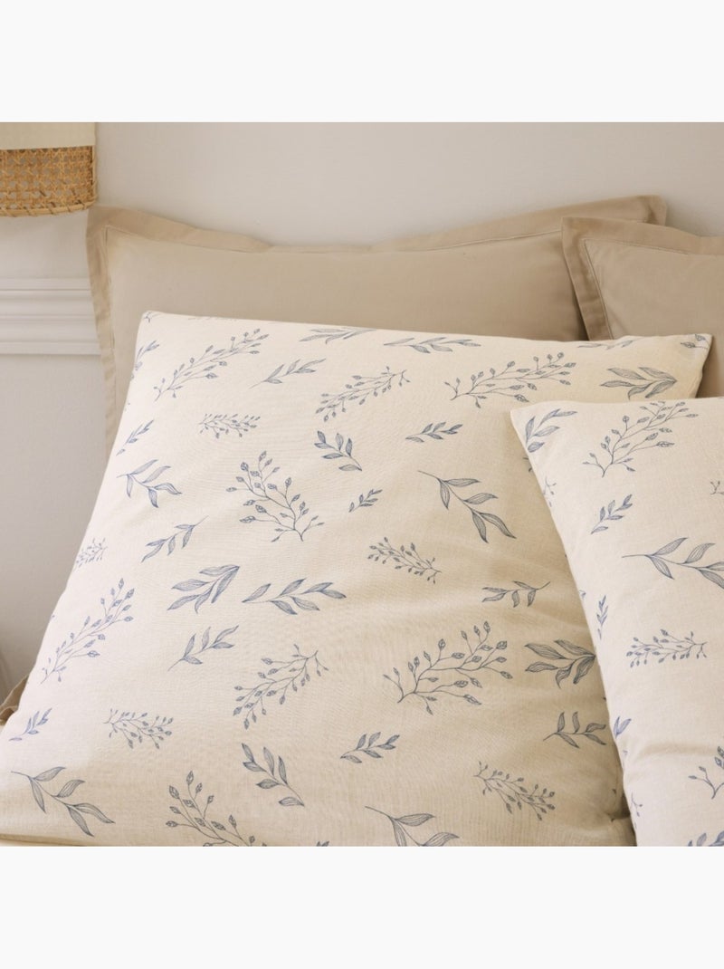 Housse de couette 260x240cm + 2 taies d'oreiller imprimées 100% gaze de coton Beige - Kiabi
