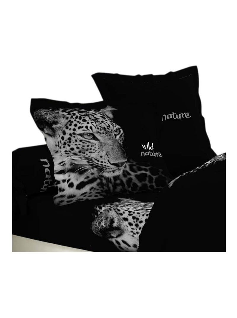 Housse de couette 6 pieces wild Leopard Noir - Kiabi