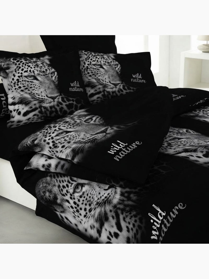 Housse de couette 6 pieces wild leopard Noir - Kiabi
