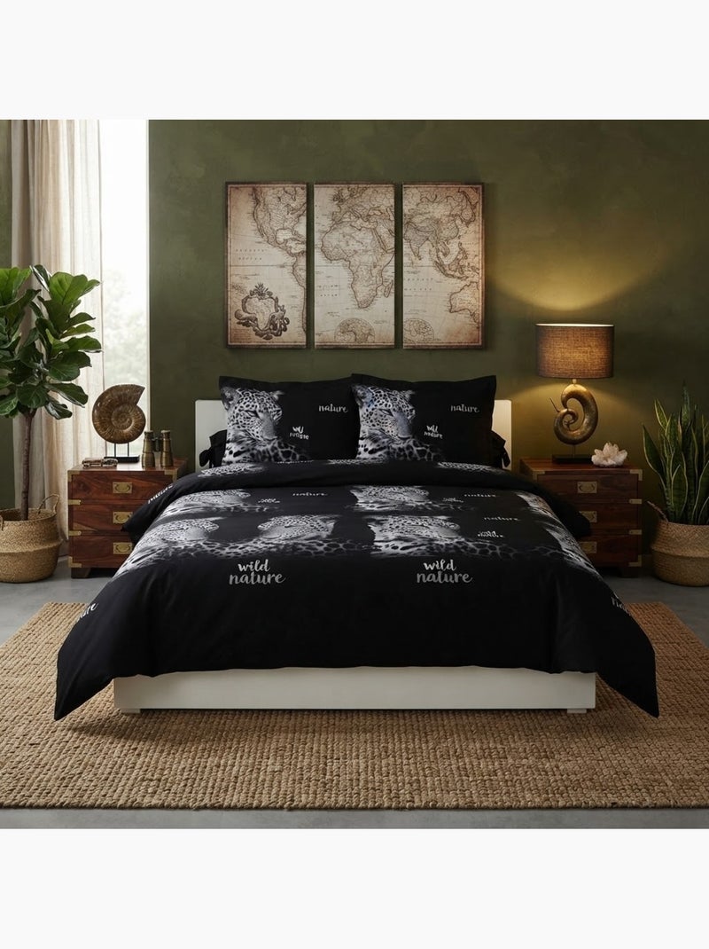 Housse de couette 6 pieces wild leopard Noir - Kiabi