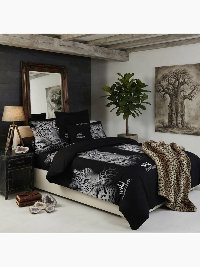 Housse de couette 6 pieces wild leopard Noir - Kiabi