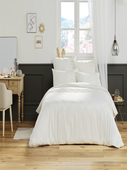 Housse de couette Agathe mure bleu 240x260cm - Kiabi