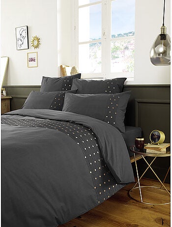 Housse de couette Agathe poivre anthracite 240x260cm