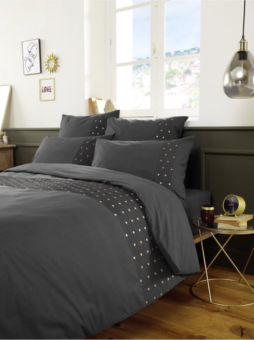 Housse de couette Agathe poivre anthracite 240x260cm - Kiabi