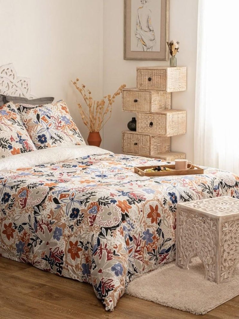 Housse de couette  Alesio + taie(s) coton percale 80 fils Gris - Kiabi