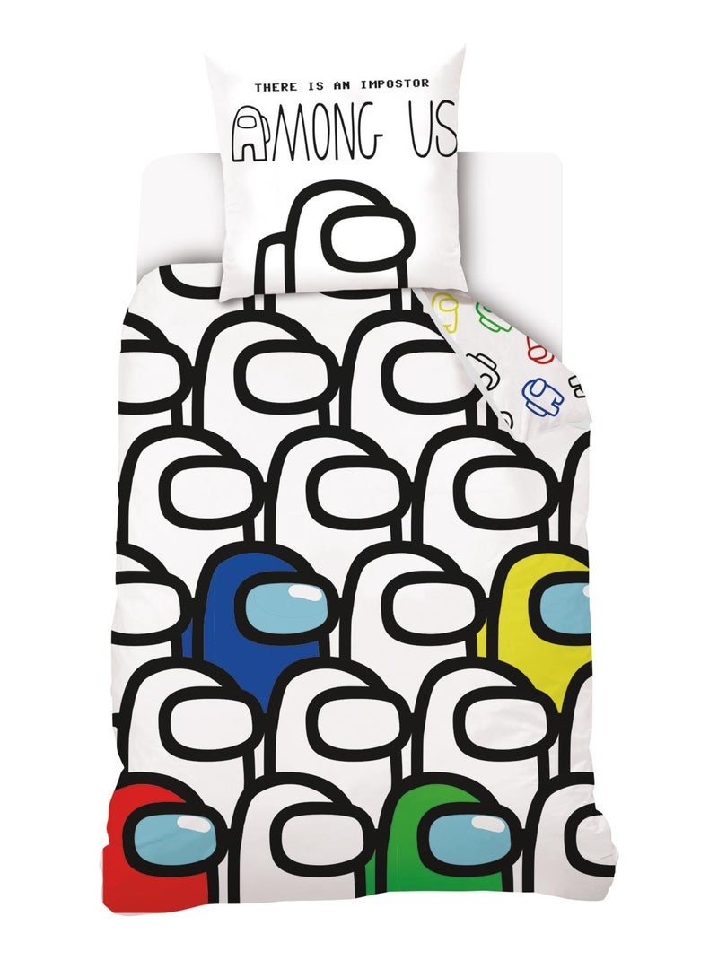 Housse de couette Among Us Crewmates 140x200 cm - 100% Coton - Blanc Blanc - Kiabi