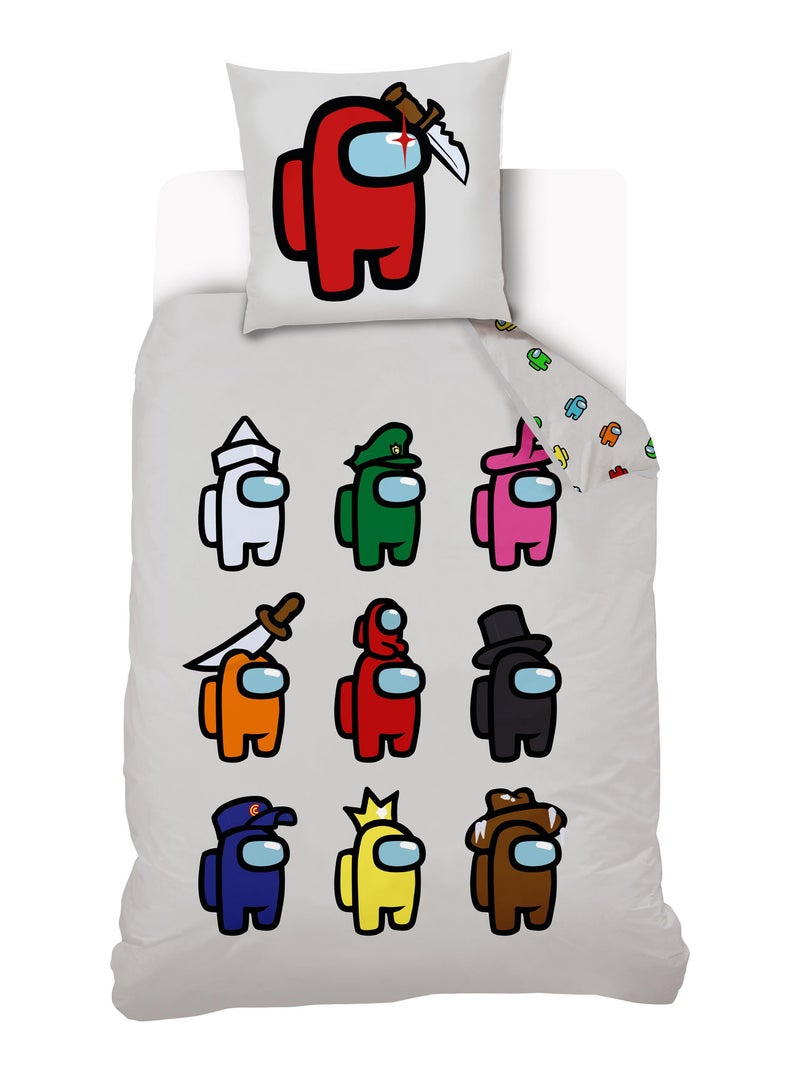 Housse de couette Among Us Imposteurs 140x200 cm - 100% Coton - Gris Gris - Kiabi