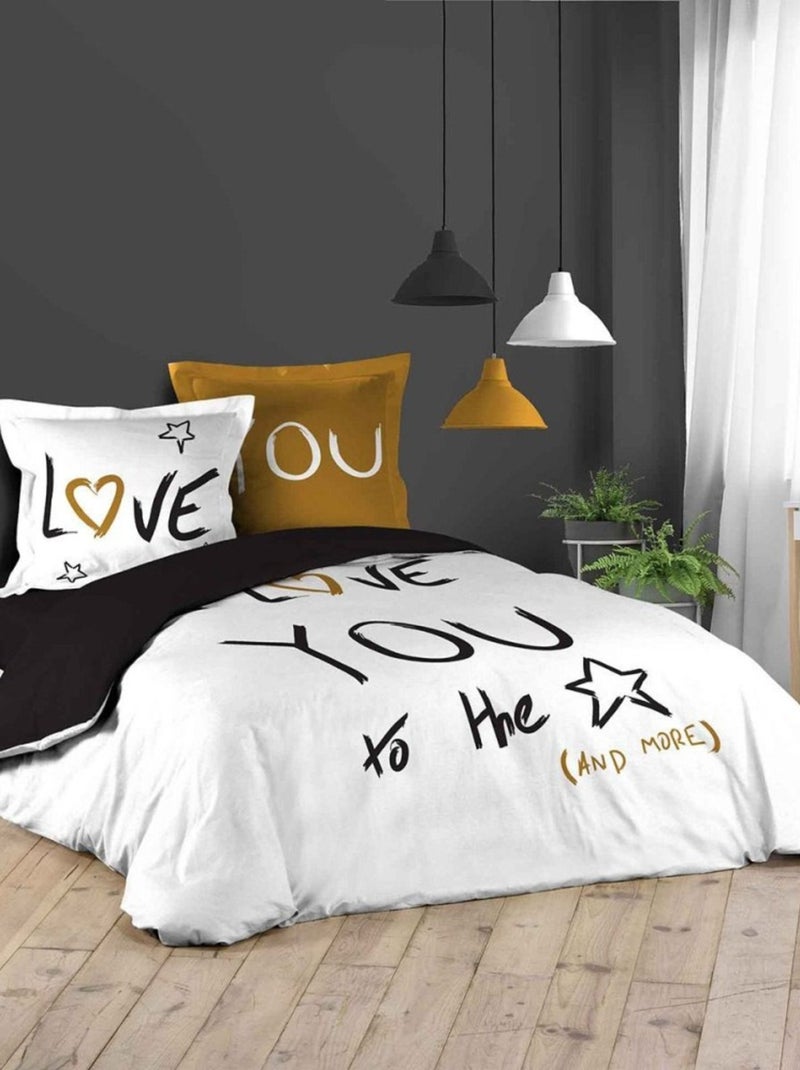 Housse de couette  Amor + 2 taies coton 42 fils Gris - Kiabi