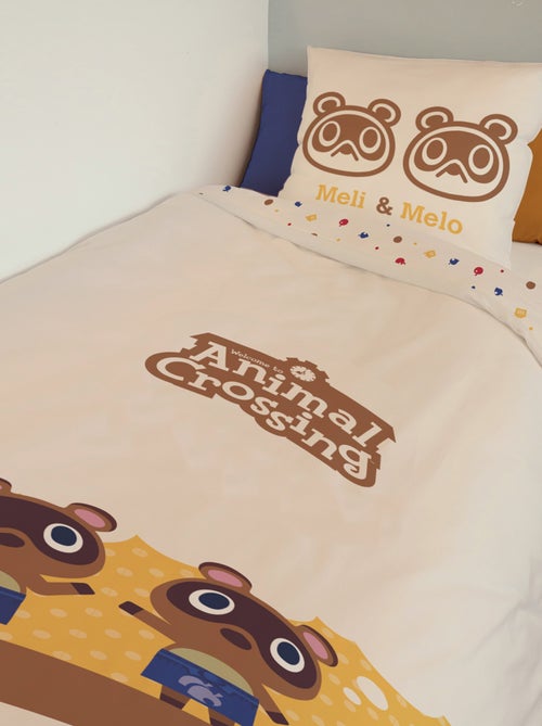 Housse de couette Animal Crossing Méli & Mélo 140x200 cm - 100% Coton - Beige - Kiabi