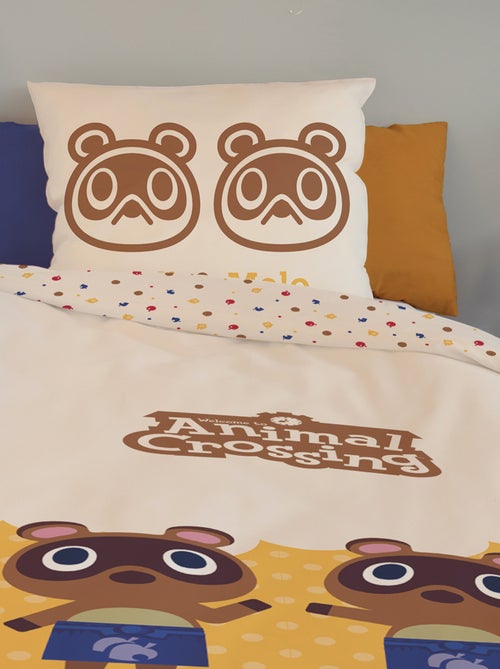 Housse de couette Animal Crossing Méli & Mélo 140x200 cm - 100% Coton - Beige - Kiabi