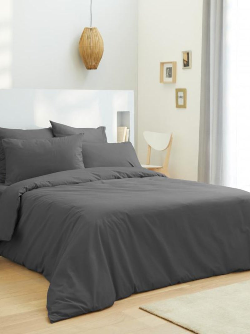 Housse De Couette Anthracite 260 X 240 Cm / 100% Coton / 57 Fils/cm² Pour Lit 2 Places "king Size" Gris foncé - Kiabi