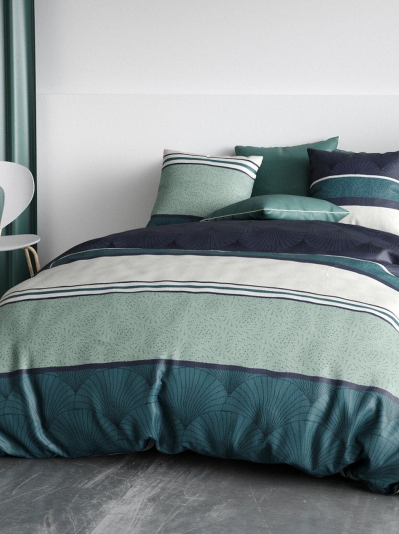 Housse de couette ANTIKA + 2 taies coton 57 fils Vert - Kiabi