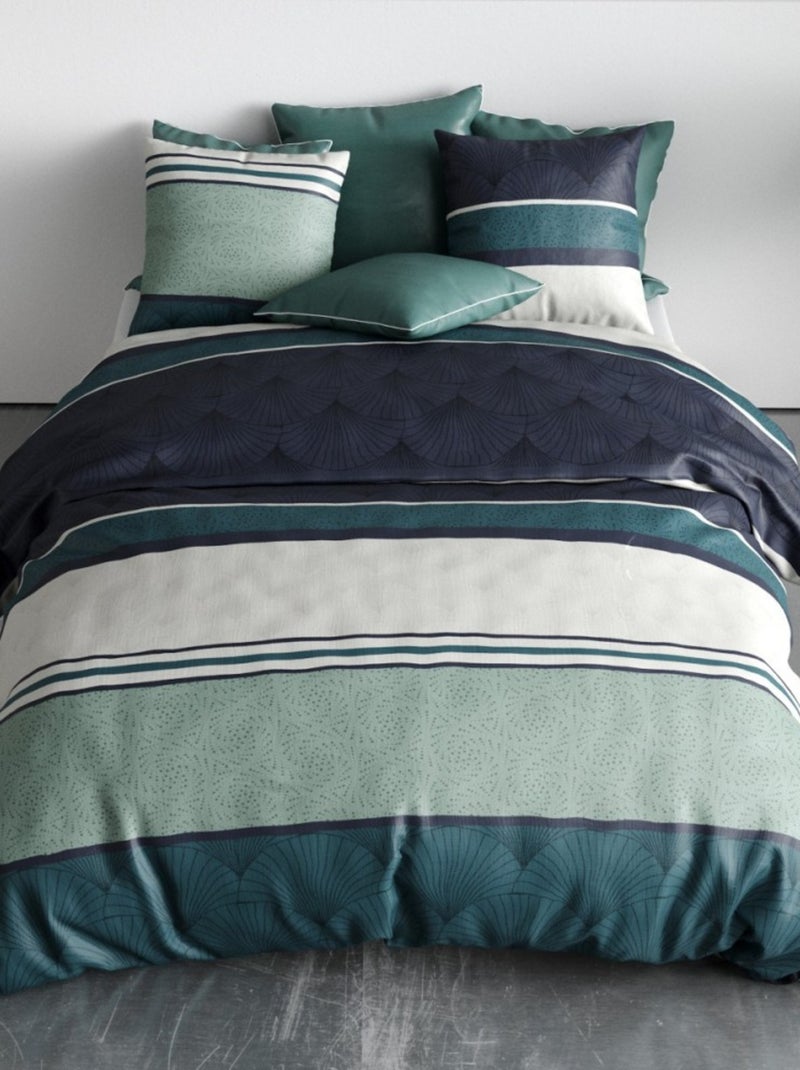 Housse de couette ANTIKA + 2 taies coton 57 fils Vert - Kiabi