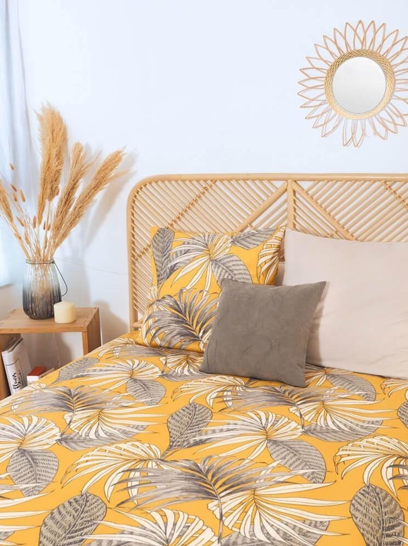 Housse de couette  Aquilie + taie(s) microfibre recyclée Jaune - Kiabi