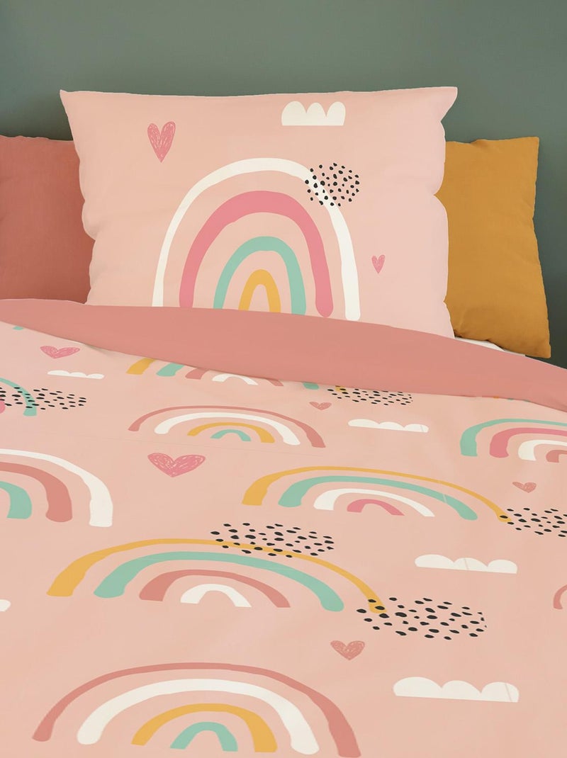 Housse de couette arc en ciel 140x200 cm - 100% Coton - Rose Rose - Kiabi