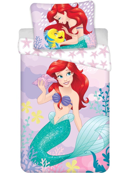 Housse de Couette Ariel Princesse Disney 140x200 cm - Coton - Parure de lit enfant - Kiabi