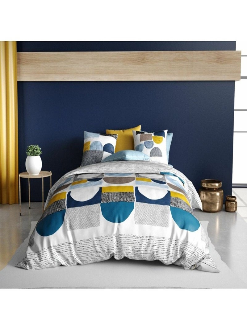 Housse de couette  Astra + 2 taies 100% coton 57 fils Blanc - Kiabi