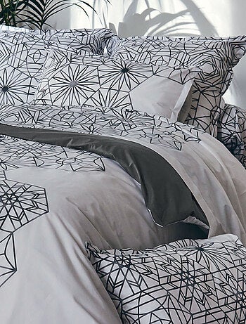 Housse de couette aux motifs floraux et graphiques