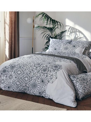 Housse de couette aux motifs floraux et graphiques