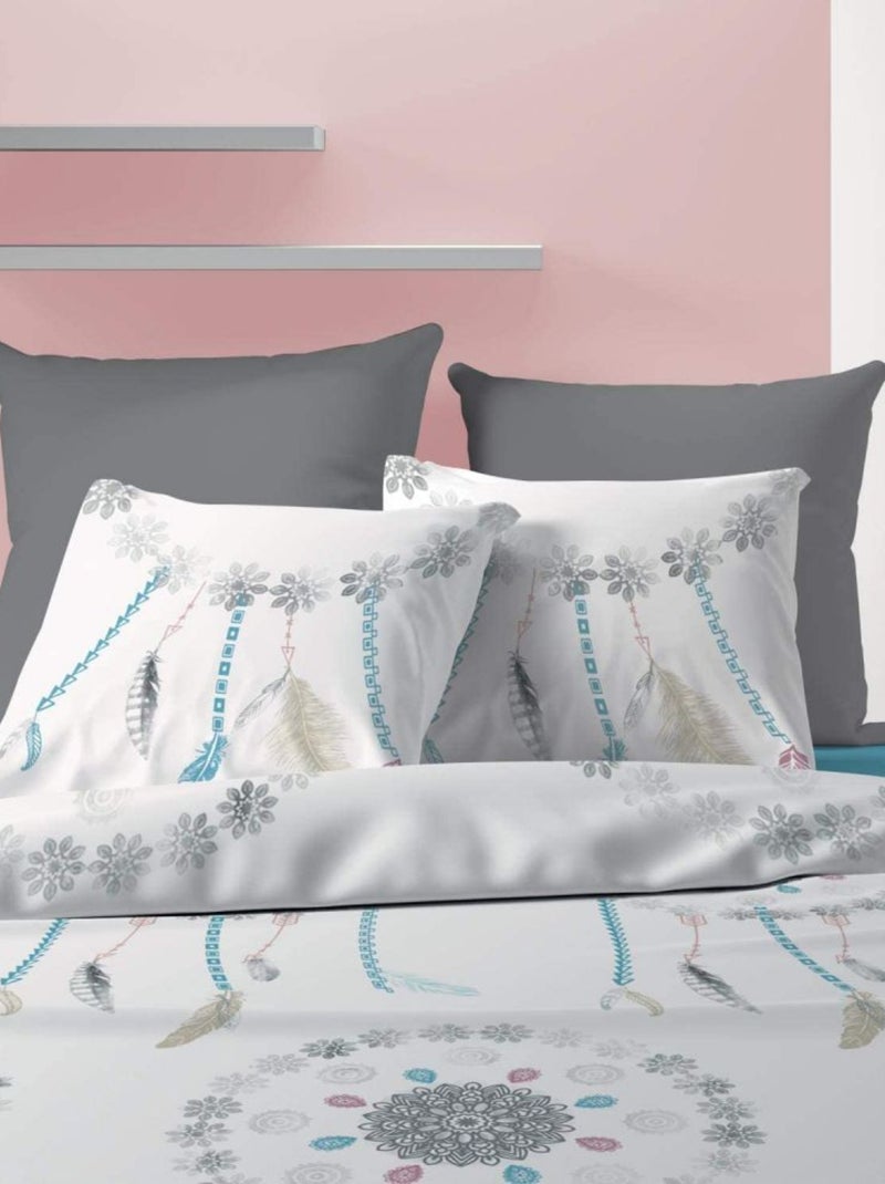 Housse de couette avec 2 taies d'oreiller 63x63 cm Parure de lit Coton Dreamy Multicolore - Kiabi