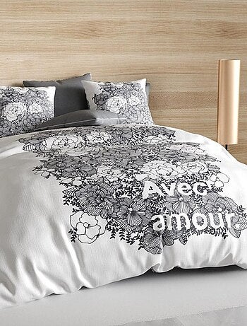 Housse de couette  Avec Amour + taie(s) coton bio 47 fils