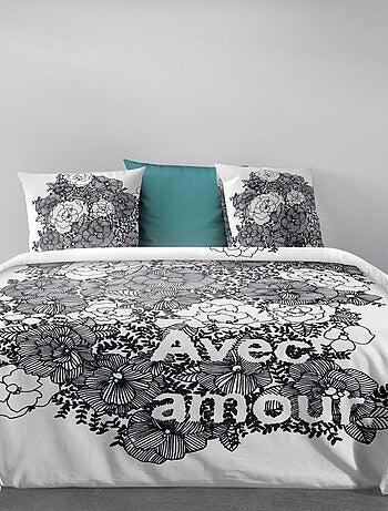 Housse de couette Avec Amour + taie(s) coton bio 47 fils
