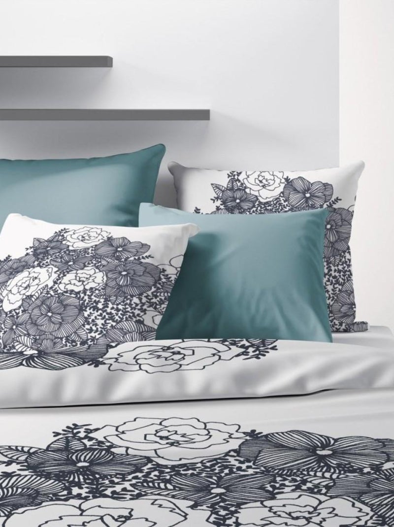 Housse de couette  Avec Amour + taie(s) coton bio 47 fils Blanc - Kiabi