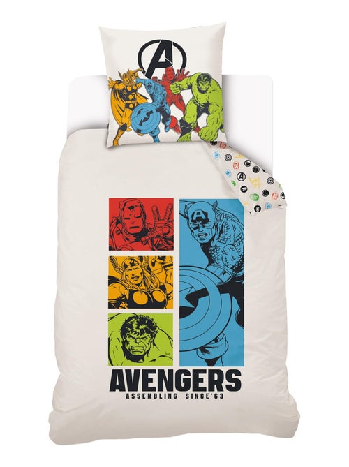 Housse de couette Avengers Marvel 140x200 cm - 100% Coton - Blanc - Kiabi