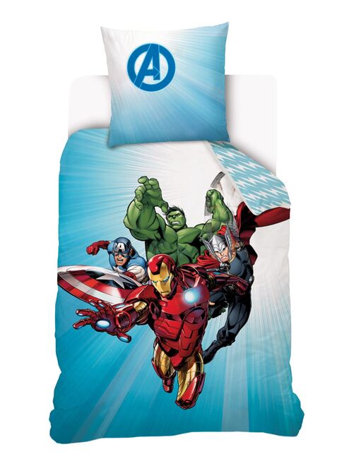 Housse de couette Avengers Originals Marvel 140x200 cm - 100% Coton - Bleu et blanc - Kiabi