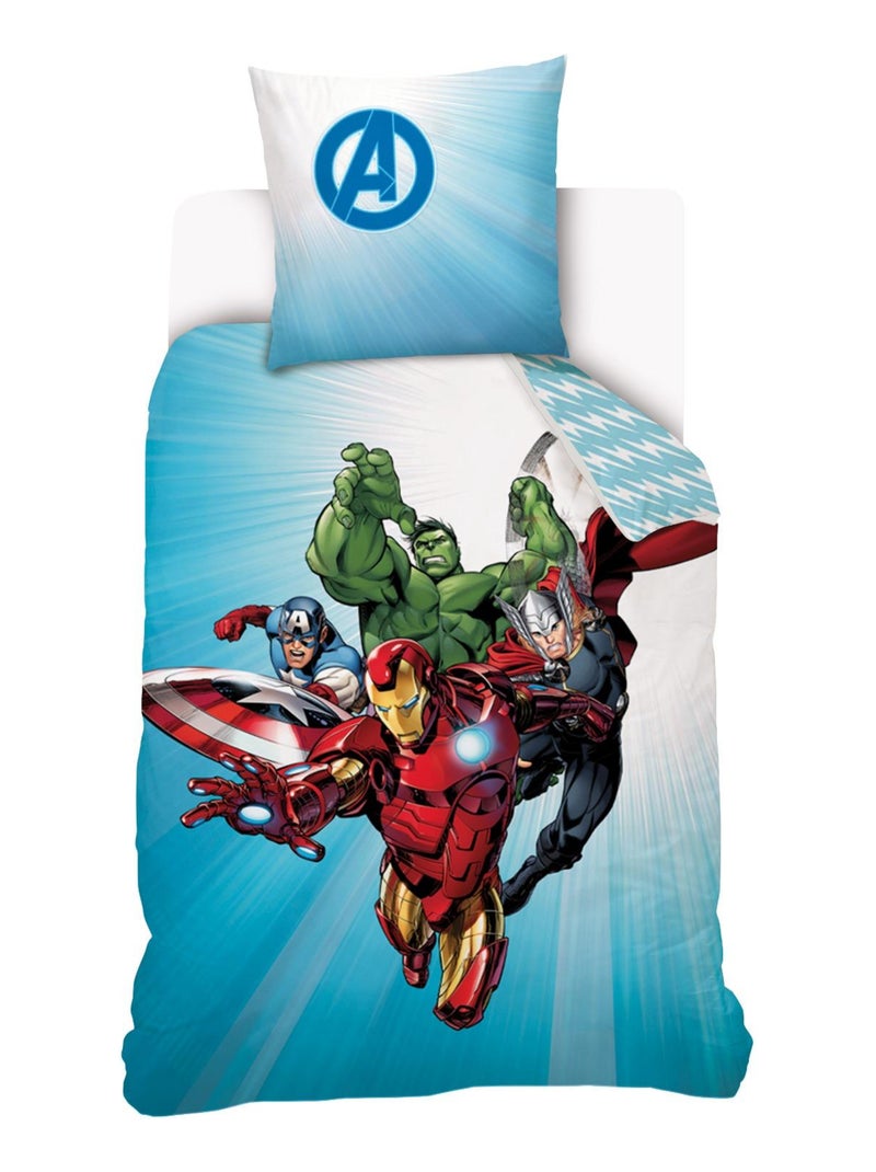 Housse de couette Avengers Originals Marvel 140x200 cm - 100% Coton - Bleu et blanc Bleu - Kiabi