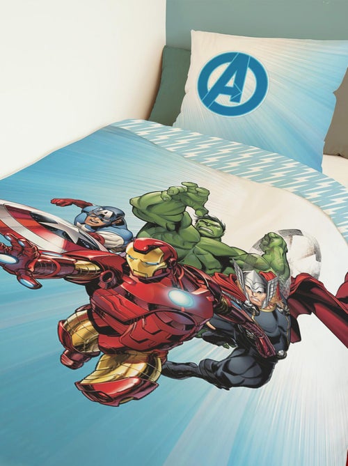 Housse de couette Avengers Originals Marvel 140x200 cm - 100% Coton - Bleu et blanc - Kiabi