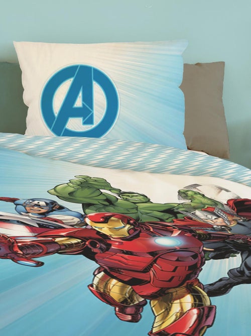 Housse de couette Avengers Originals Marvel 140x200 cm - 100% Coton - Bleu et blanc - Kiabi
