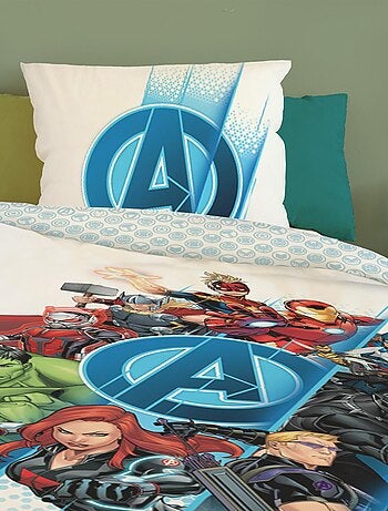 Housse de couette Avengers Team Marvel 140x200 cm - 100% Coton - Blanc