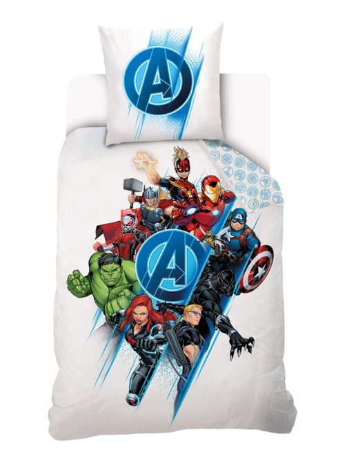 Housse de couette Avengers Team Marvel 140x200 cm - 100% Coton - Blanc - Kiabi