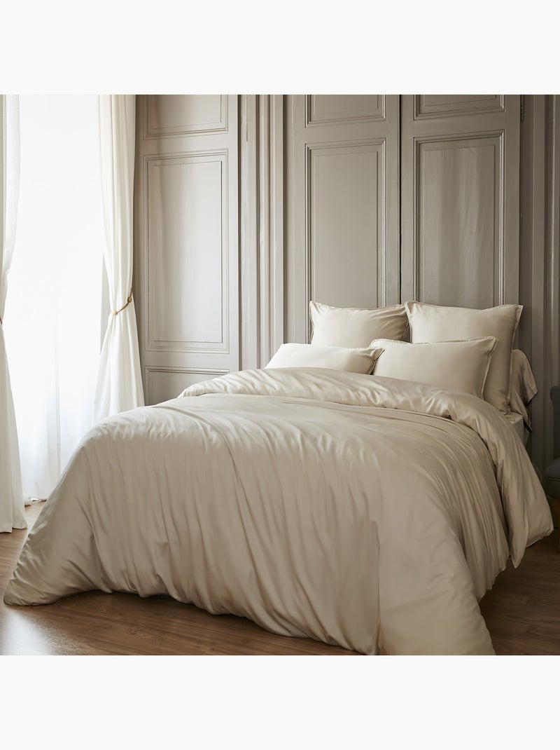 Housse de couette Bambou 120 fils Marron clair - Kiabi