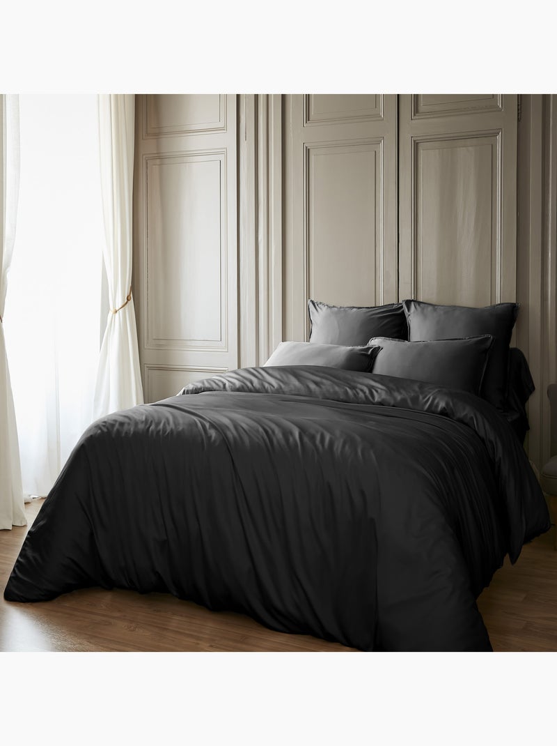 Housse de couette Bambou 120 fils Noir - Kiabi