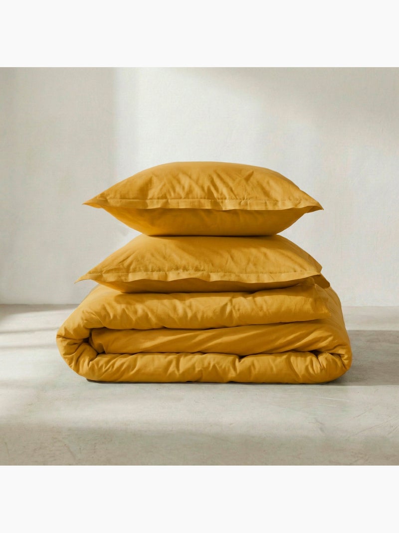 Housse de couette Basic "Happyfriday" Moutarde - Kiabi
