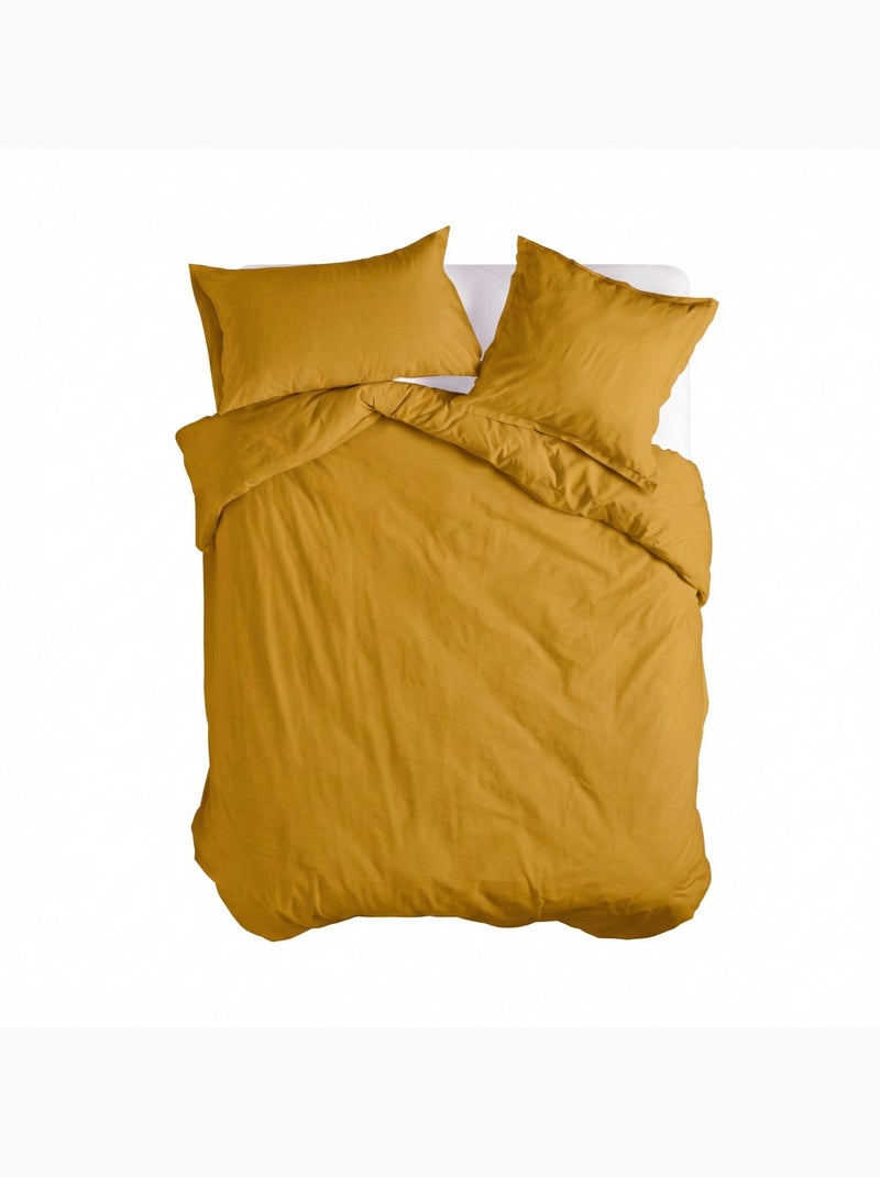 Housse de couette Basic "Happyfriday" Moutarde - Kiabi