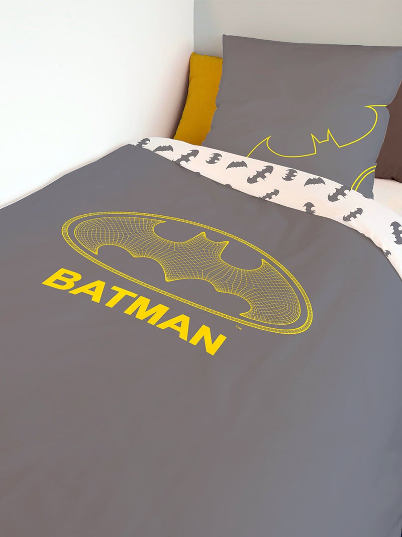 Housse de couette Batman DC Comics 140x200 cm et taie d'oreiller - 100% Coton Gris - Kiabi