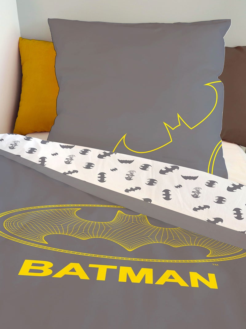 Housse de couette Batman DC Comics 140x200 cm et taie d'oreiller - 100% Coton Gris - Kiabi