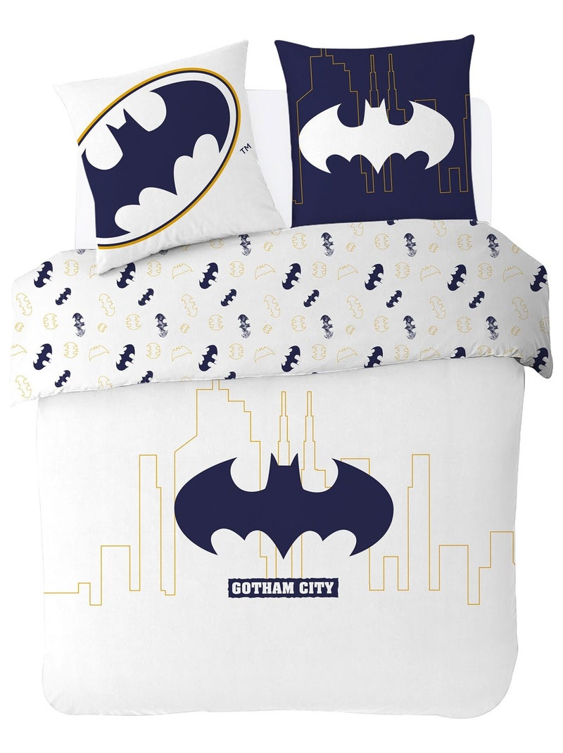 Housse de couette Batman DC Comics 220x240 cm - 100% Coton Blanc - Kiabi