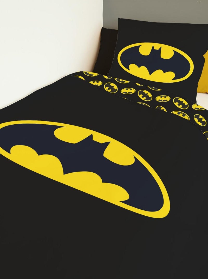 Housse de couette Batman logo 140x200 cm - 100% Coton - Noir Noir - Kiabi